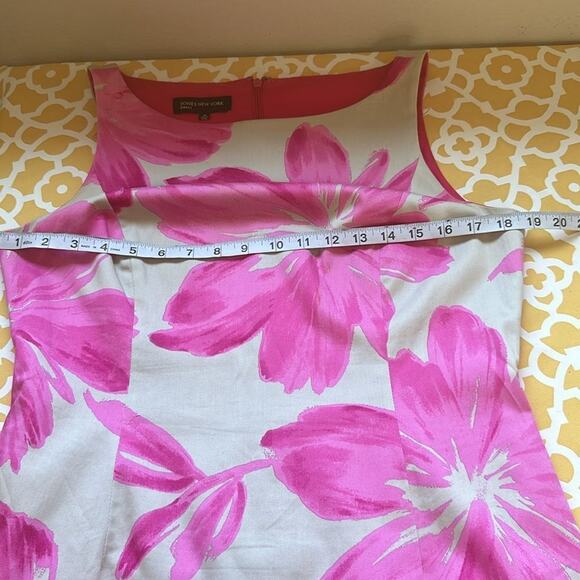 JONES NEW YORK Size 10 Tan Pink Floral Dress - Picture 10 of 15